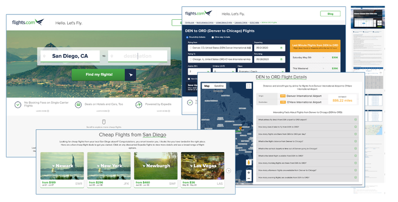 flights.com case study site collage